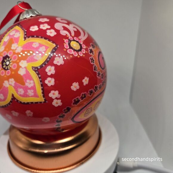 Vera Bradley Raspberry Fizz Glass Ball Ornament Christmas W Box - Picture 6 of 9